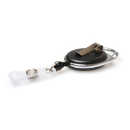 Obrazek Black carabiner ID badge reel with belt clip and strap. 60270149 (DE,SE,NO,FI,RO,PL)