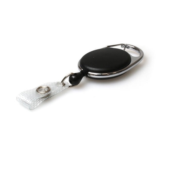 Obrazek Black carabiner ID badge reel with reinforced strap. 60270173 (DE,SE,NO,FI,RO,PL)