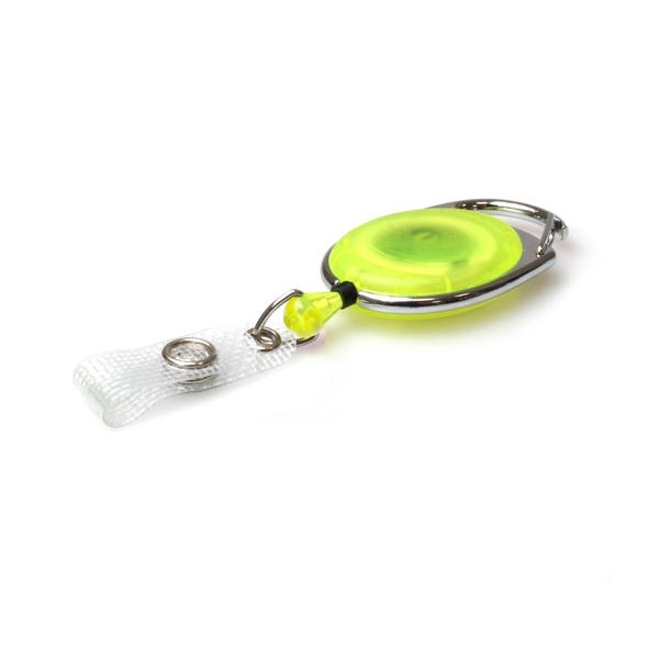 Obrazek Yellow translucent carabiner ID badge reel with reinforced strap. 60270148 (DE,SE,NO,FI,RO,PL)