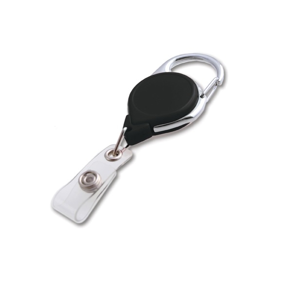 Obrazek Black carabiner ID badge reel with strap. 60270170 (DE,SE,NO,FI,RO,PL)