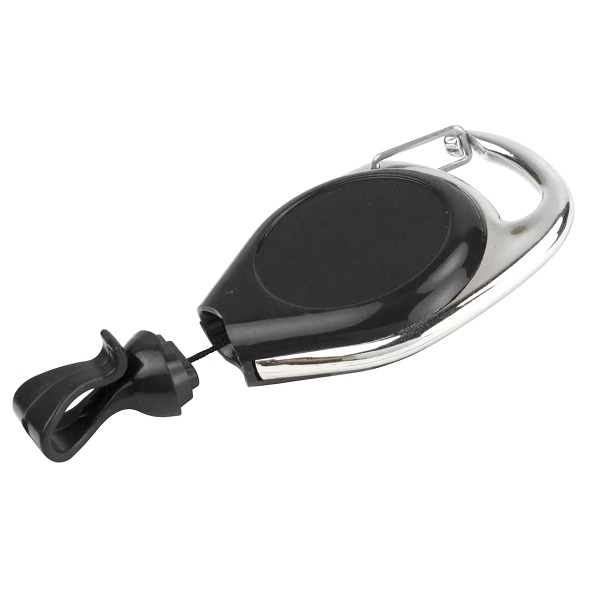 Obrazek Black carabiner No-Twist ID badge reel with card clip. 60270142U (DE,SE,NO,FI,RO,PL)