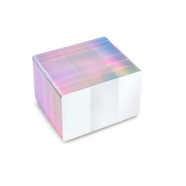 Obrazek Blank white cards with holographic silver egde - CR80. 70102029SE (DE,SE,NO,FI,RO,PL)