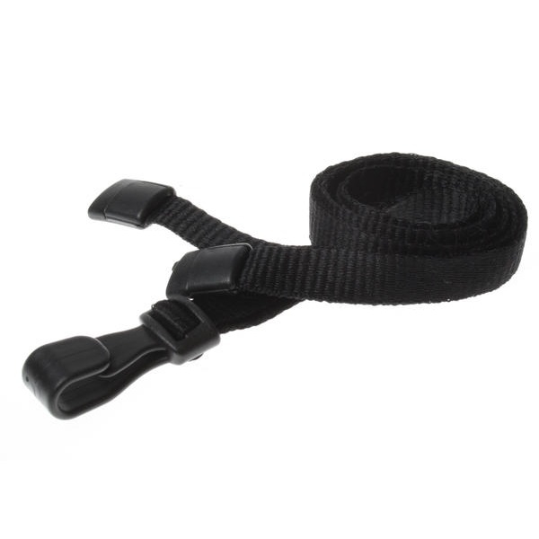 Obrazek Black lanyard / Keyhanger 10 mm with plastic J clip - 100% polyester. 60270541 (DE,SE,NO,FI,RO,PL)