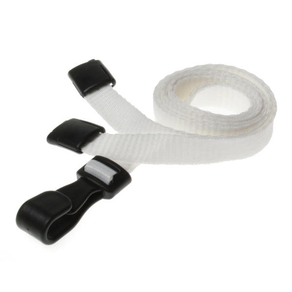 Obrazek White lanyard / Keyhanger 10 mm with plastic J clip - 100% polyester. 60270542 (DE,SE,NO,FI,RO,PL)
