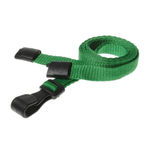 Obrazek Green lanyard / Keyhanger 10 mm with plastic J clip - 100% polyester. 60270546 (DE,SE,NO,FI,RO,PL)