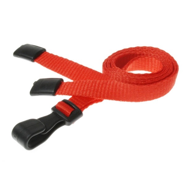 Obrazek Red lanyard / Keyhanger 10 mm with plastic J clip - 100% polyester. 60270545 (DE,SE,NO,FI,RO,PL)