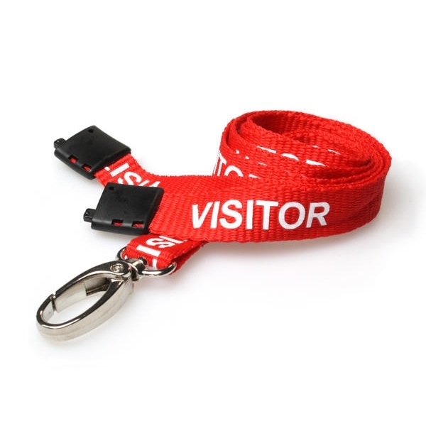 Obrazek Visitor red lanyard / Keyhanger 15 mm with metal lobster clip. 60270587 (DE,SE,NO,FI,RO,PL)