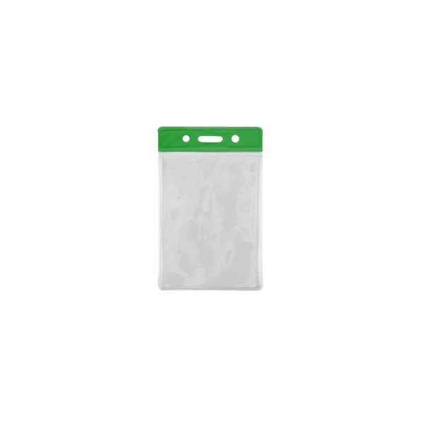 Obrazek 86x54 mm Card holder / carrying case soft plastic. Green top / clear (vertical / portrait). 60270306 (DE,SE,NO,FI,RO,PL)