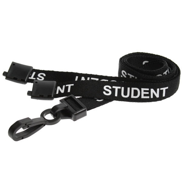 Obrazek Student black lanyard / keyhanger 15 mm with plastic J clip. 60270593 (DE,SE,NO,FI,RO,PL)