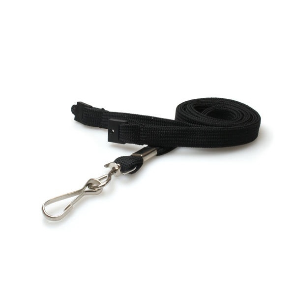 Obrazek Black lanyard / keyhanger 10 mm with Metal J-Clip - 100% polyester. 60270581 (DE,SE,NO,FI,RO,PL)