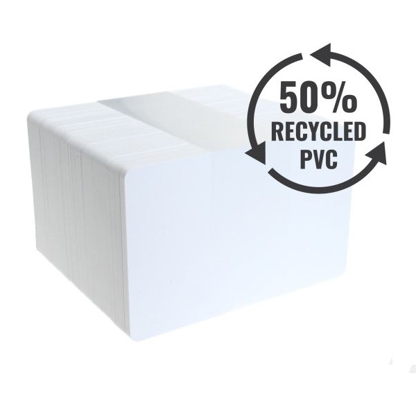 Obrazek Plastic cards blank white 50% Recycled PVC - 0,76 mm / 760 micron. 70102124 (DE,SE,NO,FI,RO,PL)