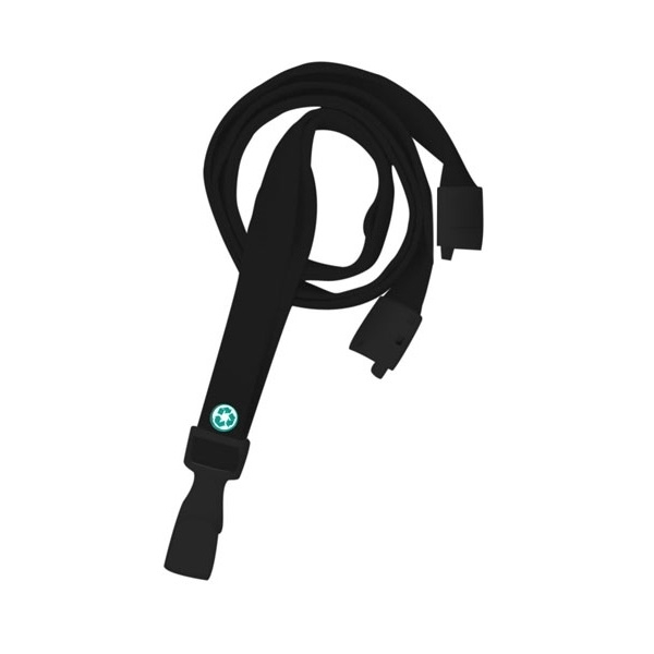Obrazek Black bamboo lanyard / keyhanger 10 mm with plastic J clip  - environmentally friendly. 60270521 (DE,SE,NO,FI,RO,PL)