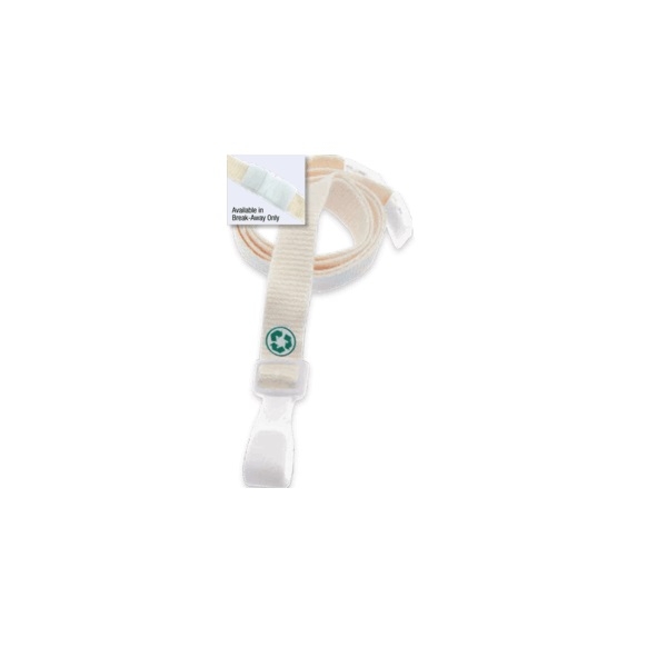 Obrazek White bamboo lanyard / keyhanger 10 mm with plastic J clip  - environmentally friendly. 60270522 (DE,SE,NO,FI,RO,PL)