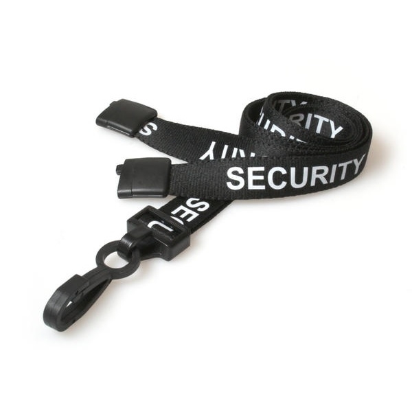 Obrazek Security black lanyard / Keyhanger 15 mm with plastic J clip. 60270584 (DE,SE,NO,FI,RO,PL)