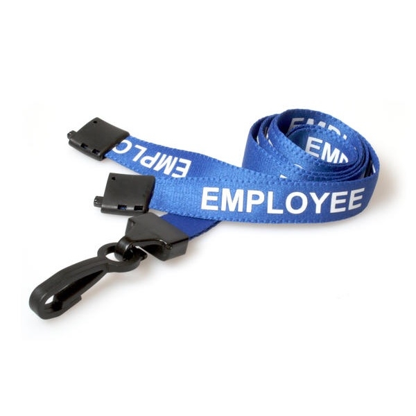 Obrazek Employee blue lanyard / keyhanger 15 mm with plastic J clip. 60270583 (DE,SE,NO,FI,RO,PL)