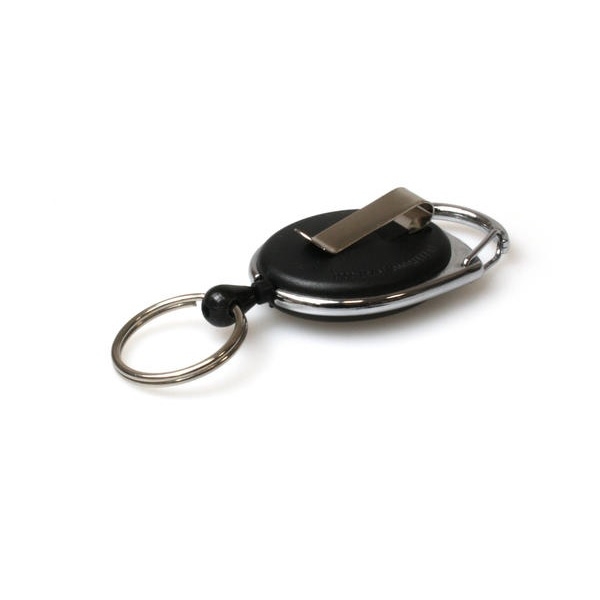 Obrazek Black solid carabiner ID badge reel with belt clip and key ring. 60270230 (DE,SE,NO,FI,RO,PL)