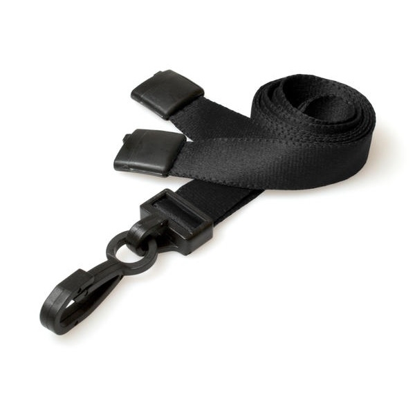 Obrazek Black lanyard / Keyhanger 15 mm with plastic J clip - Recycled. 60270571 (DE,SE,NO,FI,RO,PL)