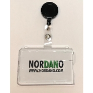 Obrazek Cardholder / carrying case rigid plastic with lock clear (horizontal / landscape) with a black badge reel, strap clip. 60270126+60270176 (DE,SE,NO,FI,RO,PL)