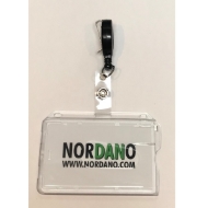 Obrazek Cardholder / carrying case rigid plastic with lock clear (horizontal / landscape) with a black badge reel, strap clip. 60270126+60270176 (DE,SE,NO,FI,RO,PL)