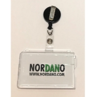 Obrazek Cardholder / carrying case rigid plastic with lock clear (horizontal / landscape) with a black badge reel, strap clip. 60270126+60270176 (DE,SE,NO,FI,RO,PL)