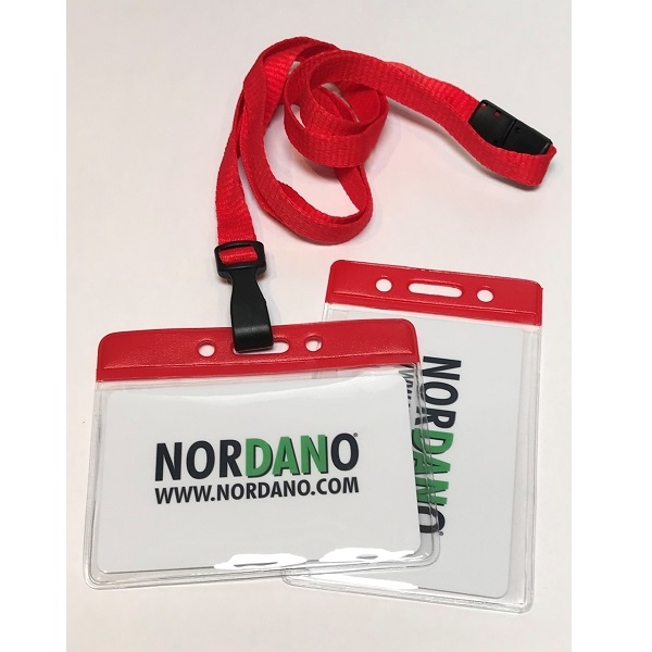 Obrazek Card holder / carrying case soft plastic 86 x 54 mm. red top / clear with a red lanyard. (60270315/60270305)+60270545 (DE,SE,NO,FI,RO,PL)