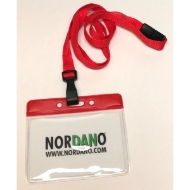 Obrazek Card holder / carrying case soft plastic 86 x 54 mm. red top / clear with a red lanyard. (60270315/60270305)+60270545 (DE,SE,NO,FI,RO,PL)