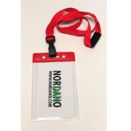 Obrazek Card holder / carrying case soft plastic 86 x 54 mm. red top / clear with a red lanyard. (60270315/60270305)+60270545 (DE,SE,NO,FI,RO,PL)