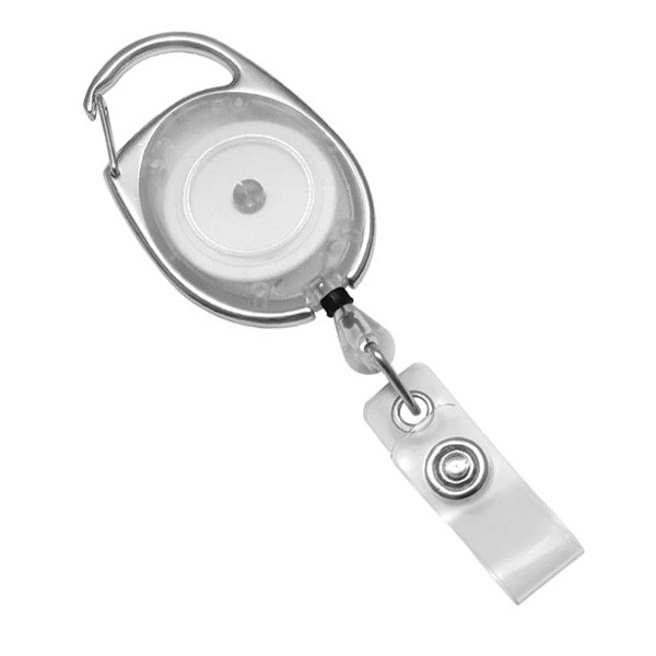 Obrazek White translucent carabiner ID badge reel with strap. 60270174 (DE,SE,NO,FI,RO,PL)