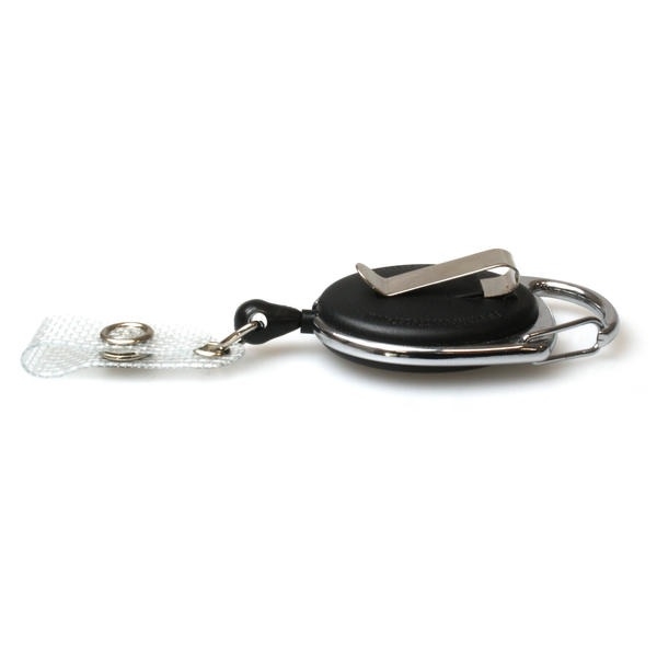 Obrazek Black carabiner ID badge reel with belt clip and strap. 60270190 (DE,SE,NO,FI,RO,PL)