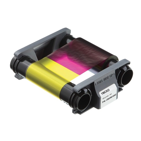 Obrazek Evolis badgy 100 / 200 4-color ribbon/dye film (YMCKO) incl. 100 white cards. Evolis CBGP0001C (DE,SE,NO,FI,RO,PL)