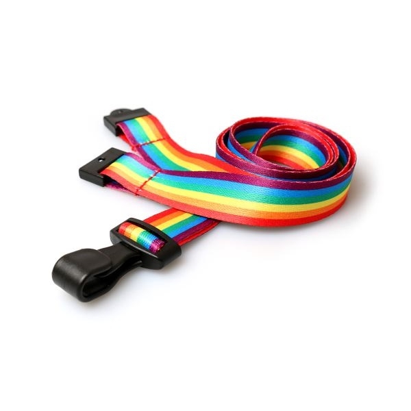 Obrazek Recycled rainbow lanyard / keyhanger 15 mm with Plastic J-Clip. 60270594 (DE,SE,NO,FI,RO,PL)