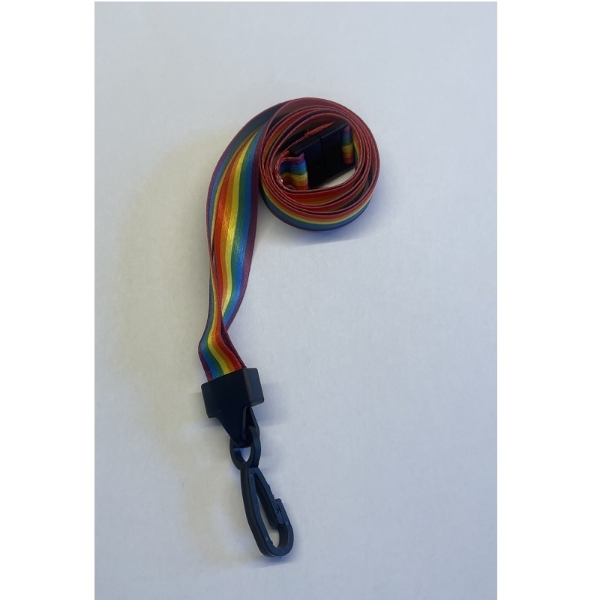 Obrazek Recycled rainbow lanyard / keyhanger 15 mm with Plastic J-Clip. 60270586 (DE,SE,NO,FI,RO,PL)
