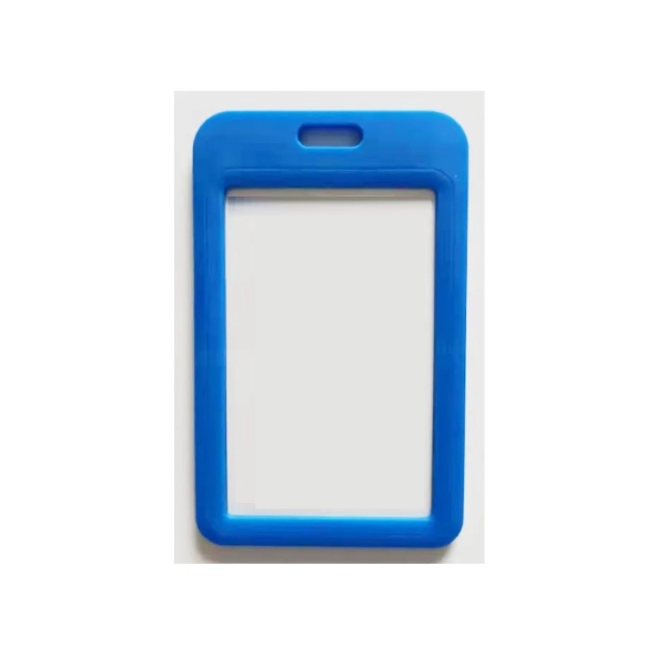 Obrazek Blue 86x54 mm Card holder / carrying case hard plastic / Badge holder. Clear on both sides (vertical / portrait). 60270348 (DE,SE,NO,FI,RO,PL)