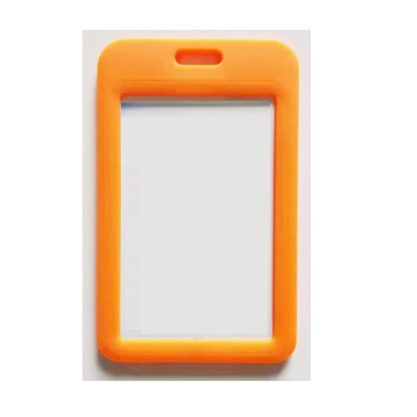 Obrazek Orange 86x54 mm Card holder / carrying case hard plastic / Badge holder. Clear on both sides (vertical / portrait). 60270343 (DE,SE,NO,FI,RO,PL)
