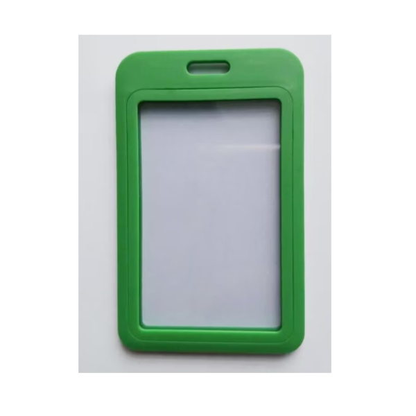 Obrazek Green 86x54 mm Card holder / carrying case hard plastic / Badge holder. Clear on both sides (vertical / portrait). 60270346 (DE,SE,NO,FI,RO,PL)