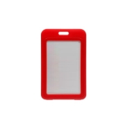 Obrazek Red 86x54 mm Card holder / carrying case hard plastic / Badge holder. Clear on both sides (vertical / portrait). 60270345 (DE,SE,NO,FI,RO,PL)