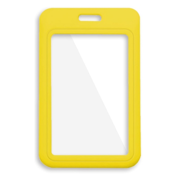 Obrazek Yellow 86x54 mm Card holder / carrying case hard plastic / Badge holder. Clear on both sides (vertical / portrait). 60270347 (DE,SE,NO,FI,RO,PL)