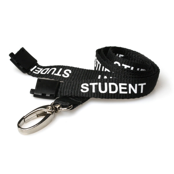Obrazek Student black lanyard / keyhanger 15 mm with metal lobster clip. 60270596 (DE,SE,NO,FI,RO,PL)