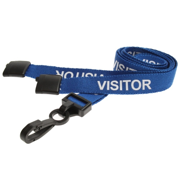 Obrazek Visitor blue lanyard / keyhanger 15 mm with plastic J clip. 60270602 (DE,SE,NO,FI,RO,PL)