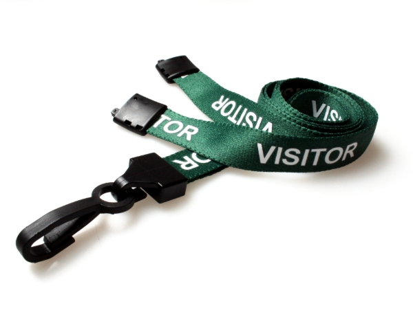 Obrazek Visitor green lanyard / keyhanger 15 mm with plastic J clip. 60270603 (DE,SE,NO,FI,RO,PL)