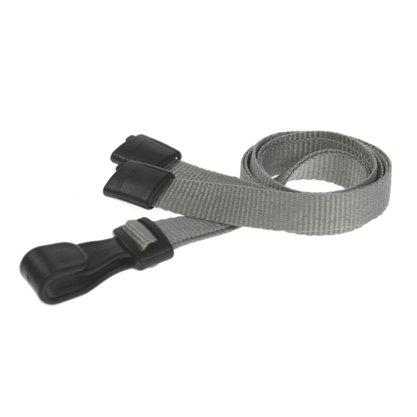 Obrazek Grey lanyard / Keyhanger 10 mm with plastic J clip - 100% polyester. 60270550 (DE,SE,NO,FI,RO,PL)
