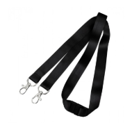 Obrazek Black Event Double Clip lanyard / keyhanger 15 mm with metal trigger clips. 60270761 (DE,SE,NO,FI,RO,PL)