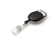 Obrazek Black carabiner ID badge reel with belt clip and with reinforced strap and Recess. 60270901 (DE,SE,NO,FI,RO,PL)