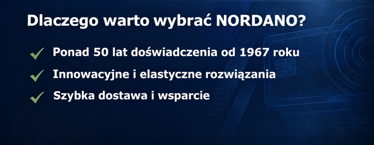 Dlaczego warto wybrać NORDANO – ponad 50 lat doświadczenia od 1967 roku, innowacyjne i elastyczne rozwiązania, szybka dostawa i wsparcie